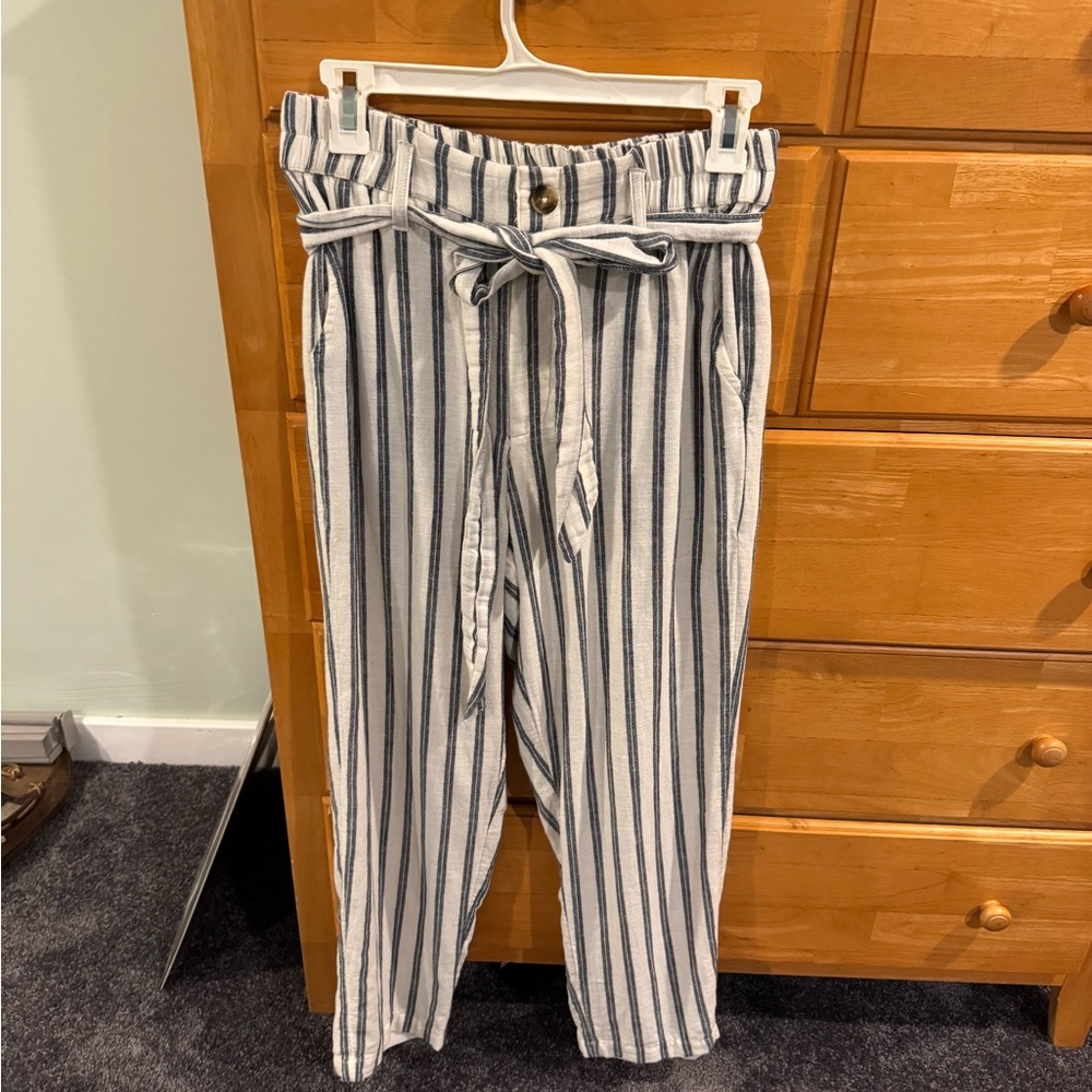 American Eagle Outfitters Navy and White Striped Pants